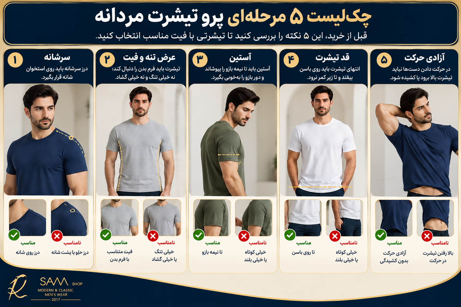 چکلیست پرو و انتخاب تیشرت مردانه با فیت مناسب